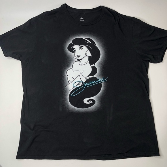 DISNEY Princess Jasmine Aladdin Black Graphic Crew Short Sleeve Unisex T-Shirt - Picture 4 of 14